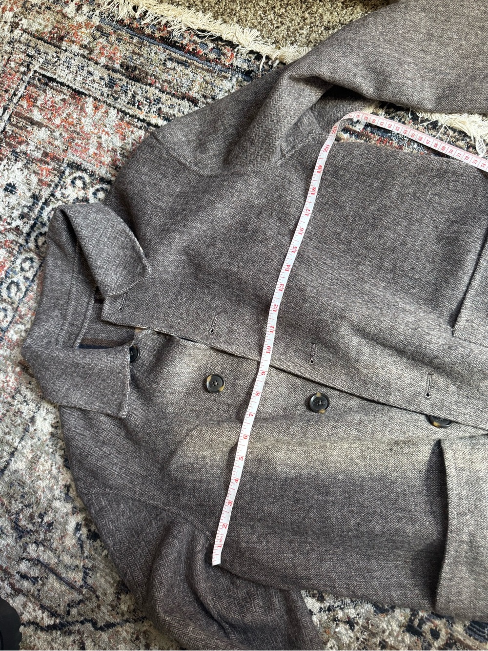 Banana Republic Reversible Wool Blend Long Coat in Brown/Plaid - Picture 5 of 7